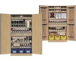 Workshop cabinets with tools