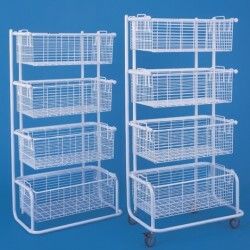 Shelves with hospital baskets