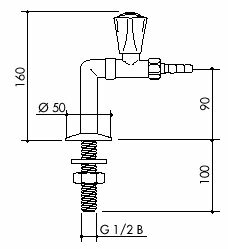 TOF 1000/245 - Laboratorn stojnkov ventil pro vodu, pm vtok - nkres