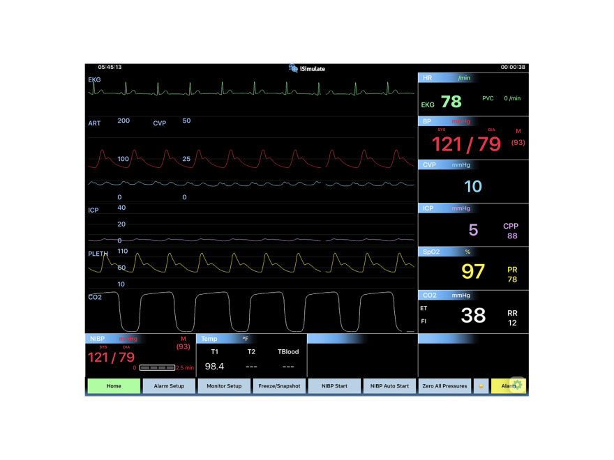 Simultor obrazovky pacientkho monitoru CARESCAPE B40 pro REALITi360