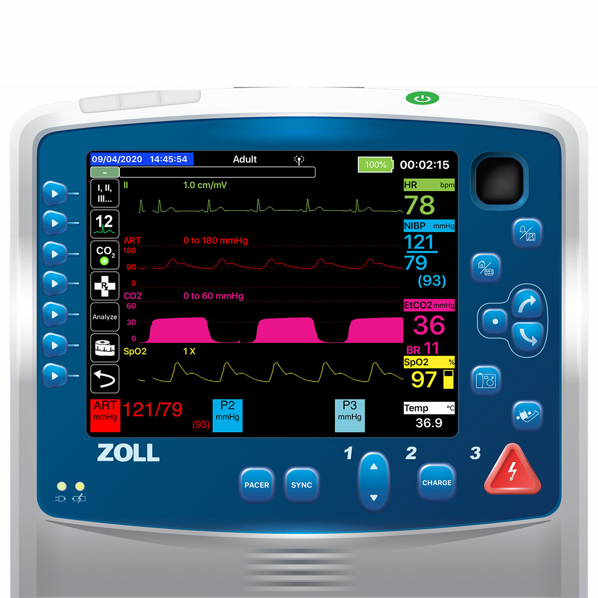 Simultor obrazovky pacientskho monitoru Zoll Propaq MD pro REALITi360
