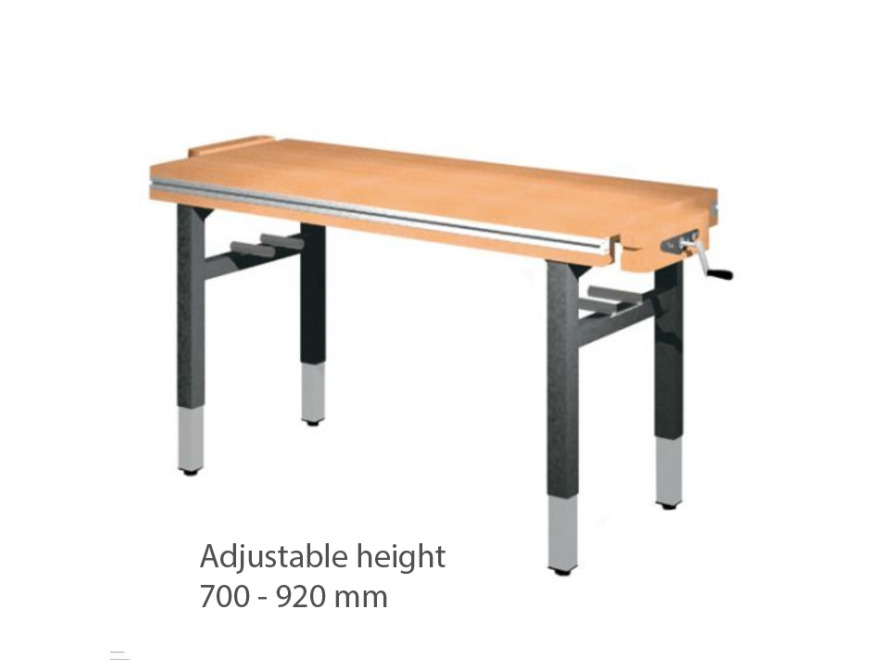Universal workbench with adjustable height - 2 carpenter vise - diagonally