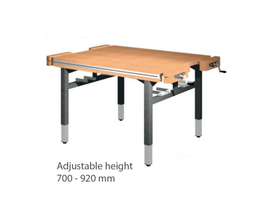 Universal workbench with adjustable height - 4 carpenter vise - frontally