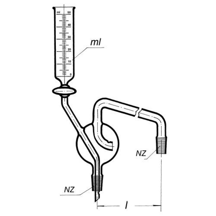Přestupník s přikapávací nálevkou, NZ 14/23, délka 200 mm