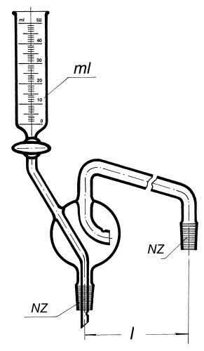 Přestupník s přikapávací nálevkou, NZ 29/32, délka 200 mm
