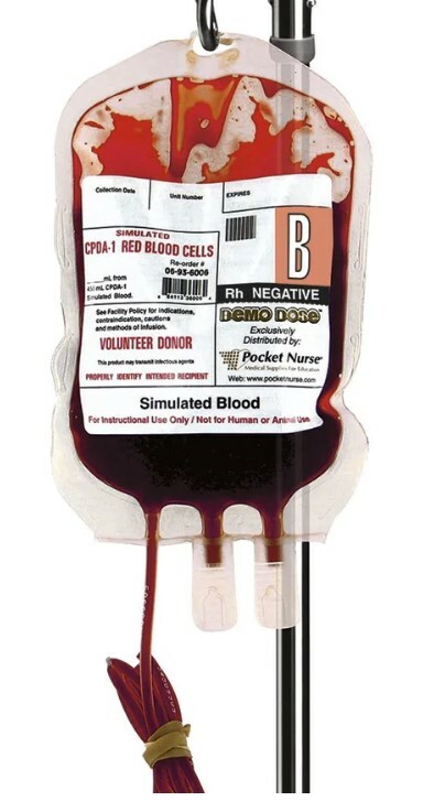 PN01007 - Demo Dose - Cvin krevn infuzn vak - B Rh negativn