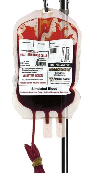 PN01009 Demo Dose - Cvin krevn infuzn vak - erven krvinky  AB Rh negativn
