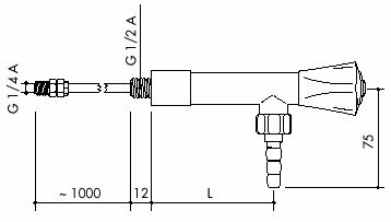 TOF 1000/610 - Laboratorn nstnn ventil pro demi vodu s pivodn hadic, vtok 90 - nkres
