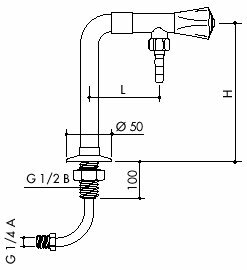 TOF 1000/630 - Laboratorn ventil pro demi vodu s pivodn hadic, vtok dol
