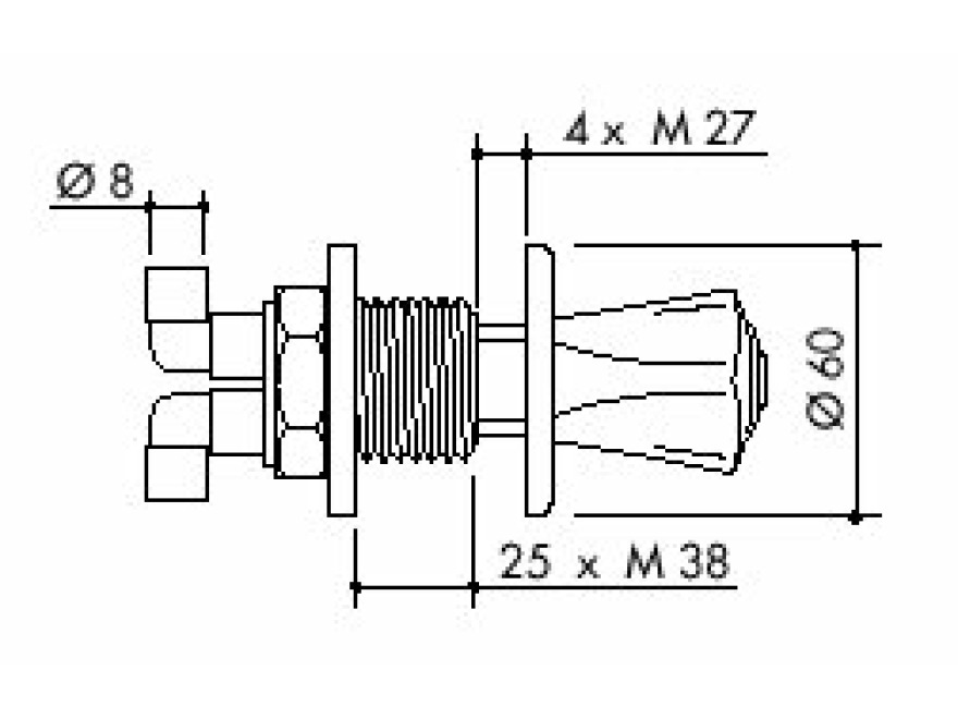 TOF 1000/671 - Laboratorní ovládací ventil pro demi vodu - nákres